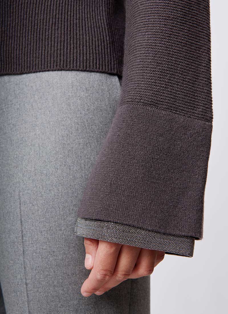 Fabiana Filippi Cashmere and Silk Cropped Crewneck Sweater