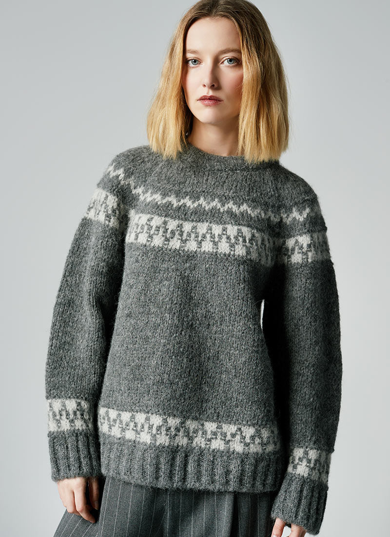 Smythe Oversized Crewneck Fair Isle Sweater