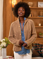 Mini Cotswolds cropped cable knit cardigan by Frank & Eileen at Andrews