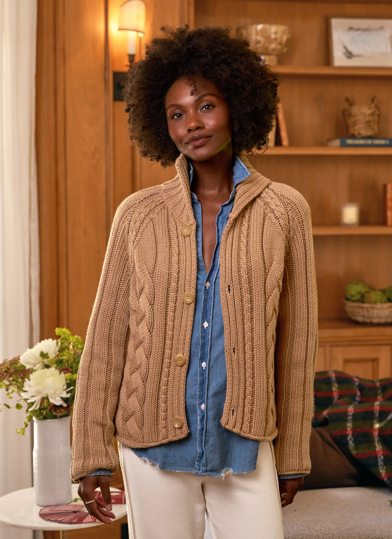 Mini Cotswolds Cropped Cable Knit Cardigan by Frank & Eileen | Andrews