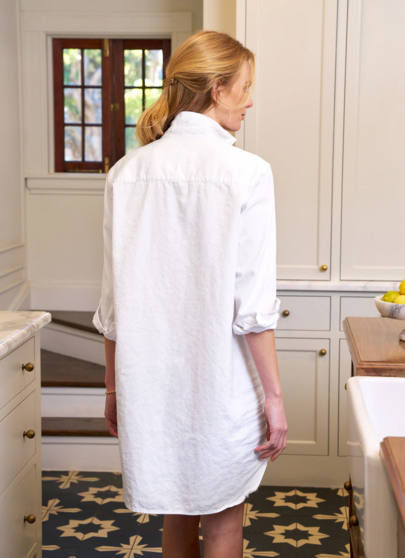 white denim long sleeve dress Mary White Denim Shirt Dress by Frank & Eileen