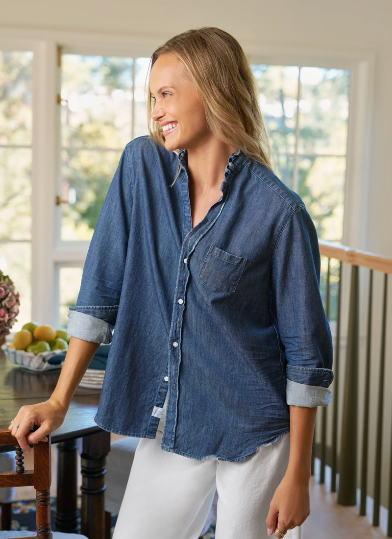 Eileen Ruffle Collar Button-Up Shirt by Frank & Eileen at Andrews