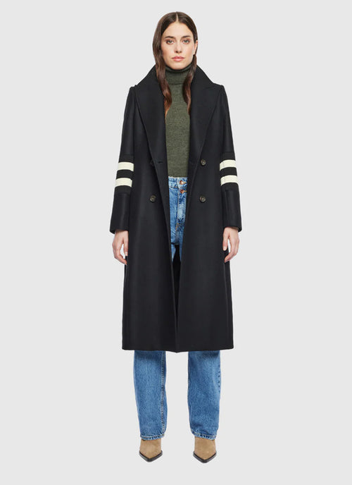 Hiso Yvette Stripe Sleeve Wool Cashmere Coat