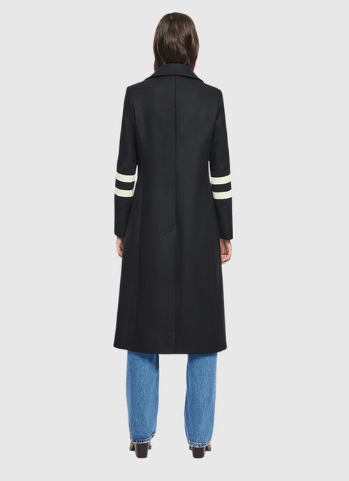 Hiso Yvette Stripe Sleeve Wool Cashmere Coat