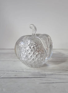 Haute Curature Fare Marcolin for FM Konstglas, Pure Silver Bullicante Art Crystal Apple, Sweden, 1960s