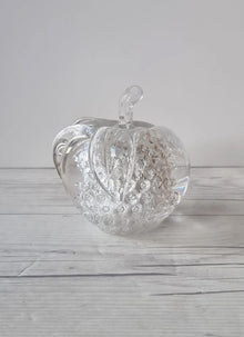 Haute Curature Fare Marcolin for FM Konstglas, Pure Silver Bullicante Art Crystal Apple, Sweden, 1960s