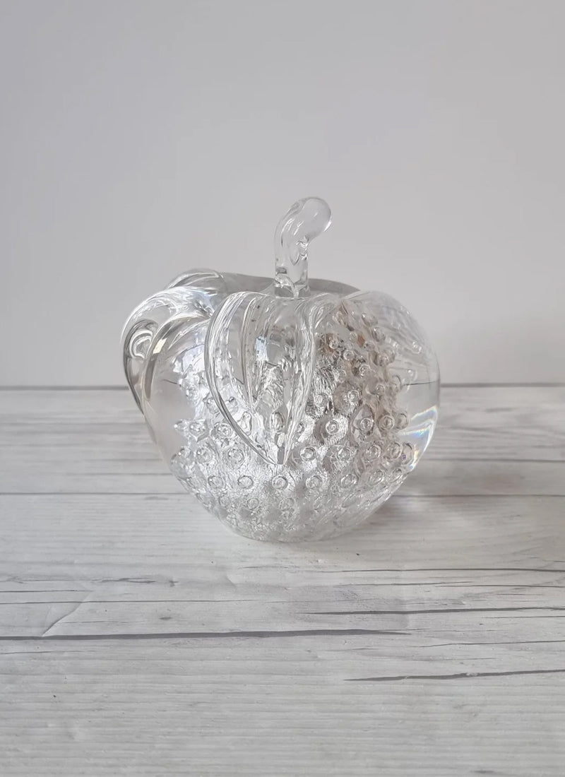 Haute Curature Fare Marcolin for FM Konstglas, Pure Silver Bullicante Art Crystal Apple, Sweden, 1960s