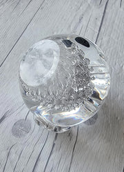 Haute Curature Fare Marcolin for FM Konstglas, Pure Silver Bullicante Art Crystal Apple, Sweden, 1960s