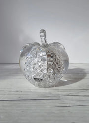 Haute Curature Fare Marcolin for FM Konstglas, Pure Silver Bullicante Art Crystal Apple, Sweden, 1960s