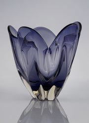 Haute Curature Iwatsu / Hineri Indigo Art Glass Handkerchief Tulip Bowl