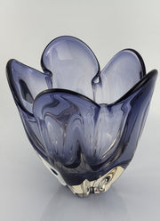 Haute Curature Iwatsu / Hineri Indigo Art Glass Handkerchief Tulip Bowl