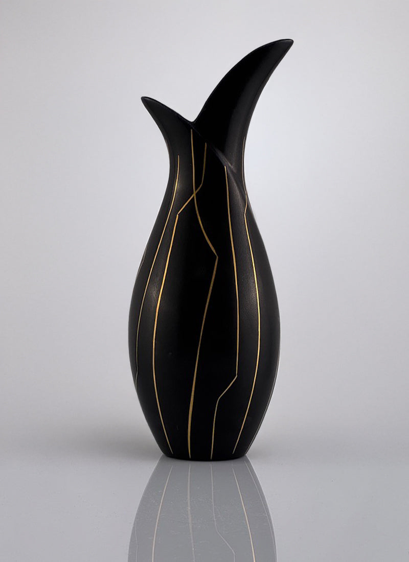 Haute Curature Lillemor Mannerheim for Gefle Keramik, Dixie, Mangania Series Sculptural Flask Vase, 1957