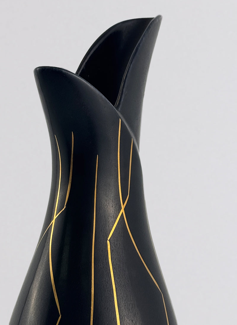 Haute Curature Lillemor Mannerheim for Gefle Keramik, Dixie, Mangania Series Sculptural Flask Vase, 1957