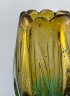 Sanyu Glassworks Citrine Amber, Emerald Green with Gold and Silver Avventurine Vase, 1960s-70s