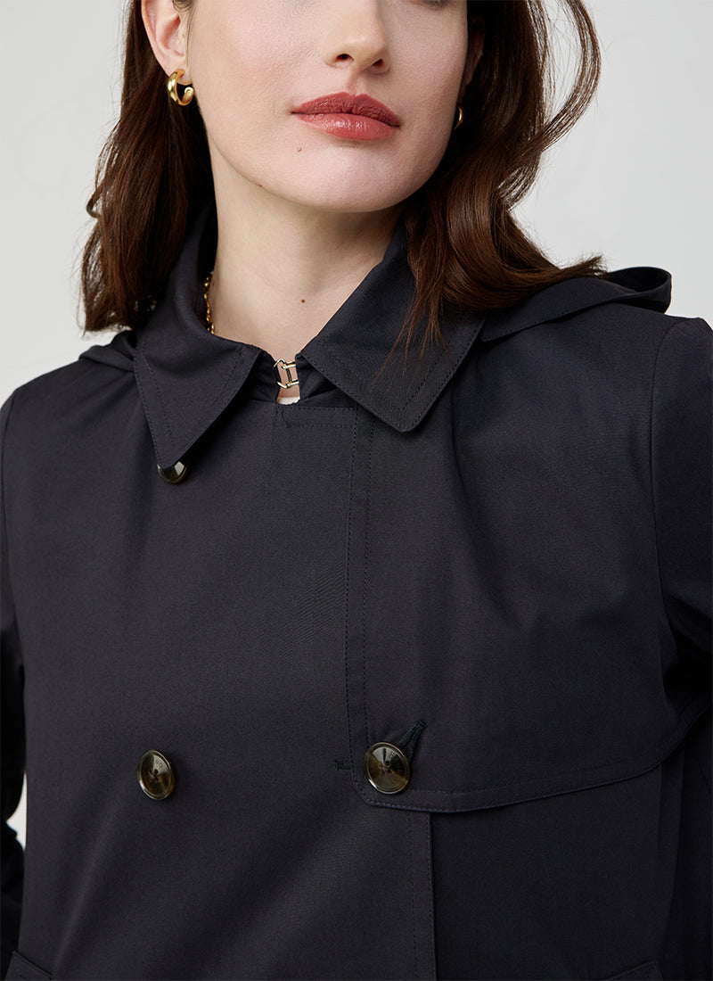  Short Cotton Hood Trench Coat by Herno at Andrews 