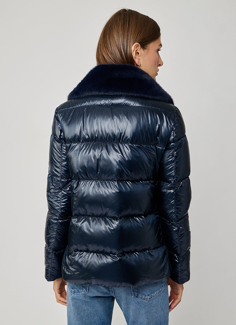 Fur Collar Nylon Short Zip Jacket by Herno at Andrews