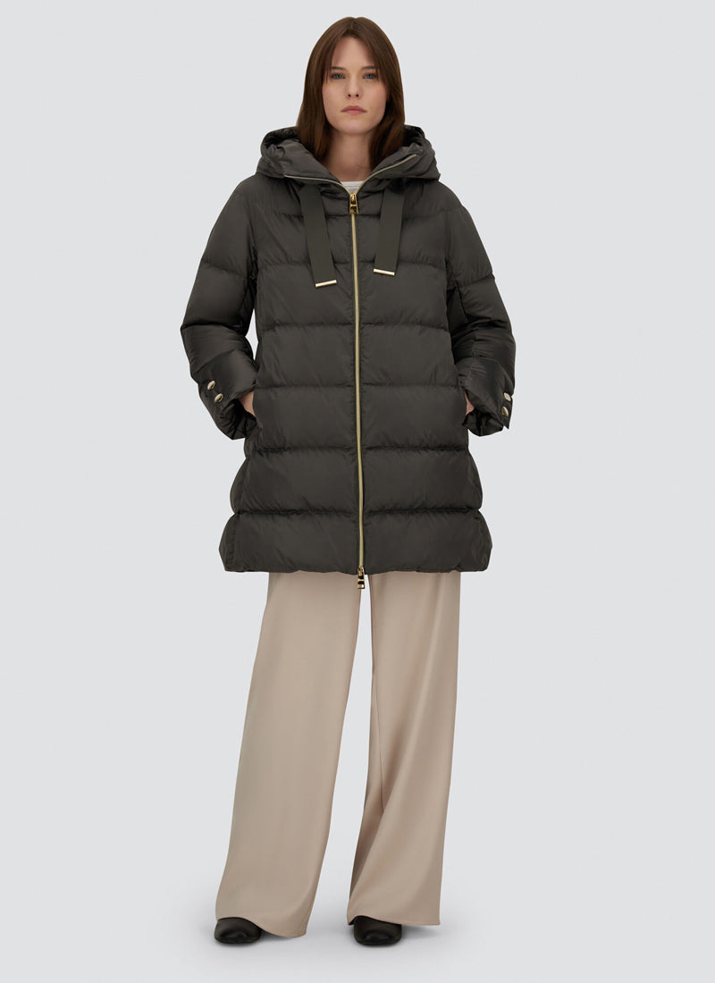 Satin Nylon Aline Hooded Coat by Herno at Andrews