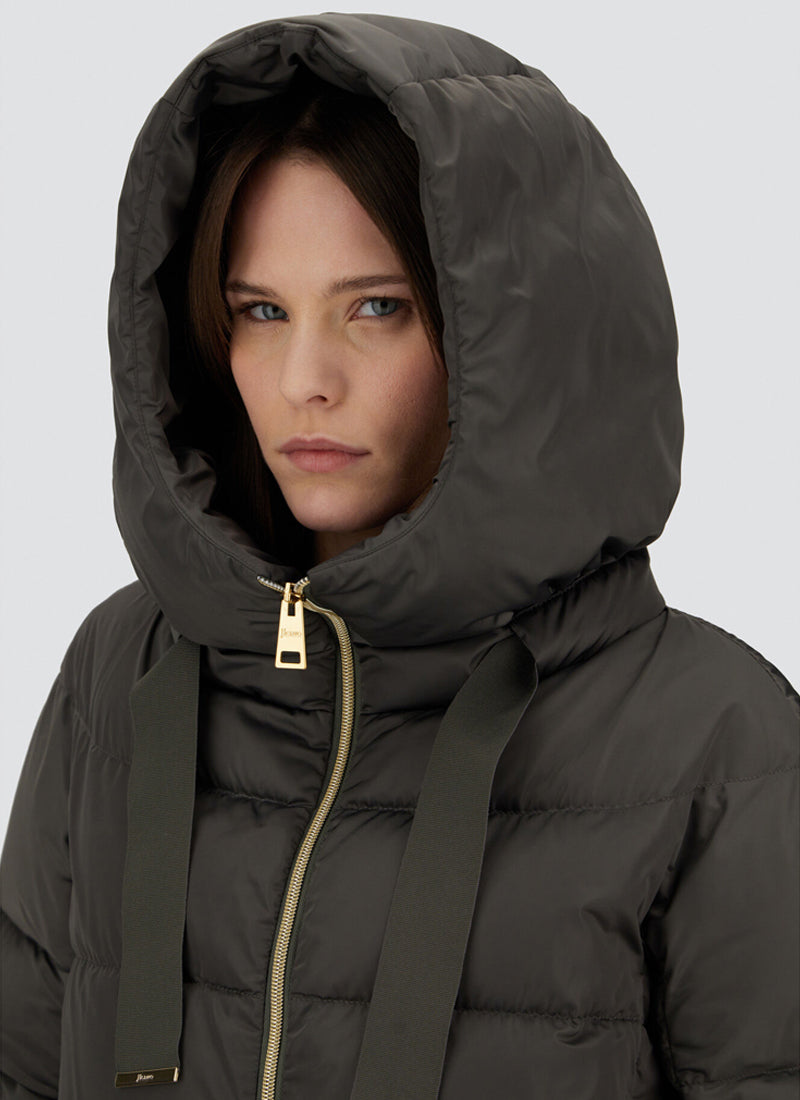 Satin Nylon Aline Hooded Coat by Herno at Andrews