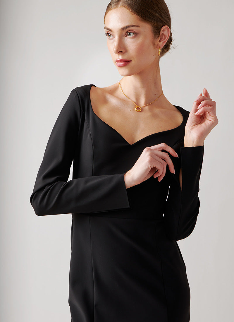 Greta Constantine Lanne Sweatheart Neck Midi Dress