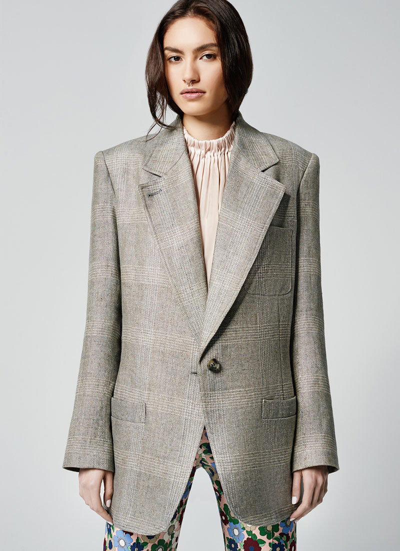 Smythe Linen Notched Lapel Blazer
