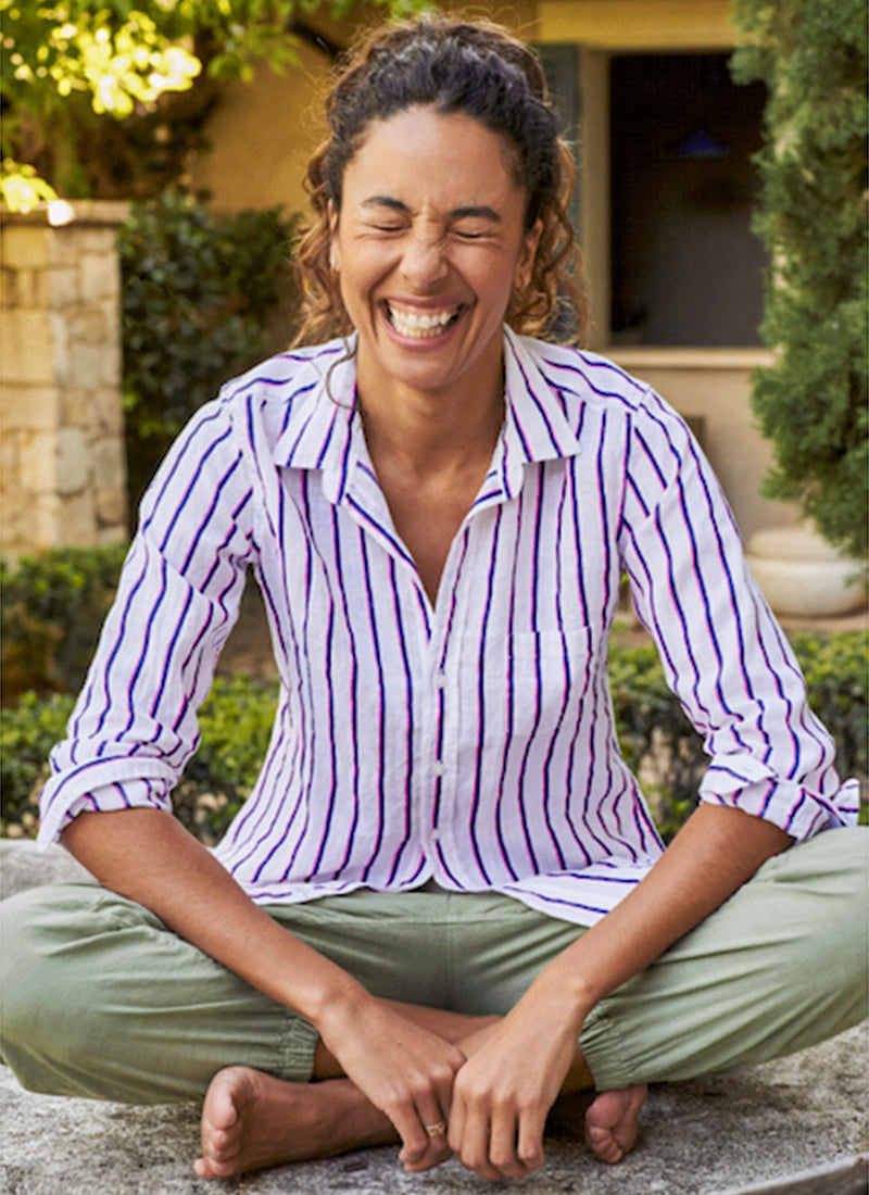 Frank & Eileen Eileen Neon and Pink Linen Shirt