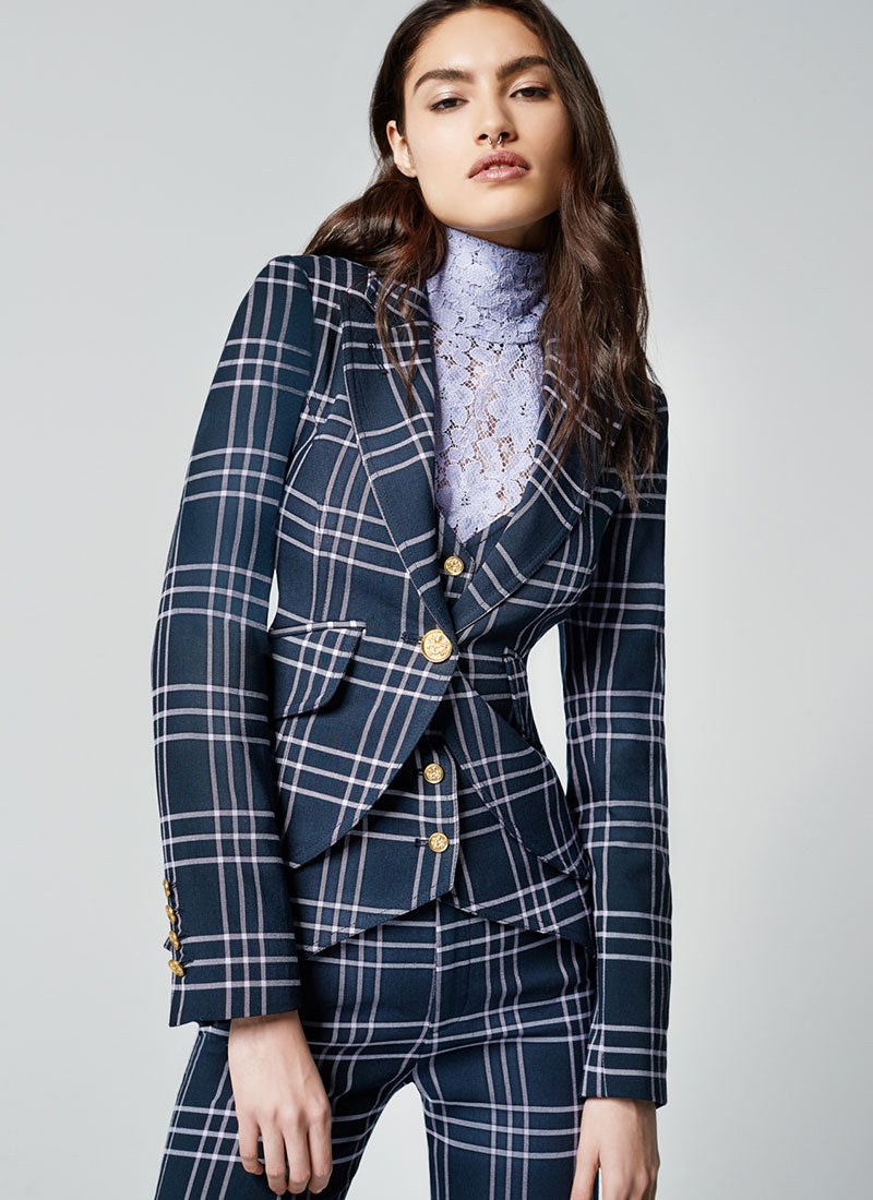 Smythe One-Button Plaid Blazer
