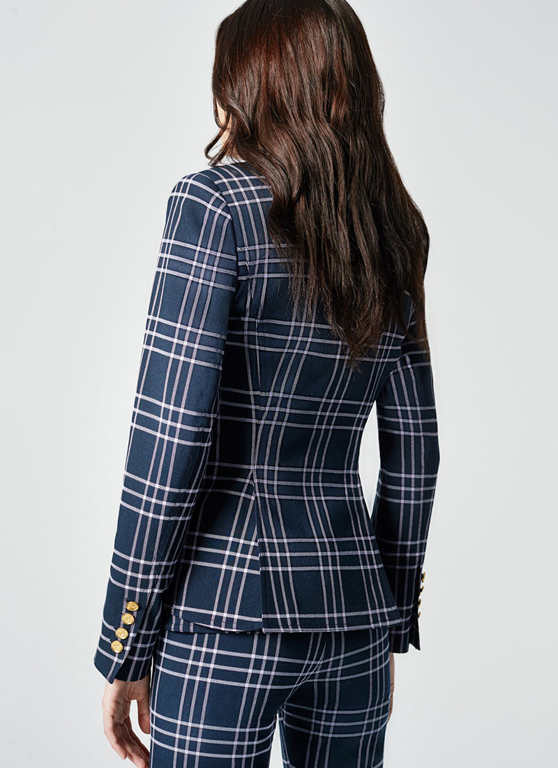Smythe One-Button Plaid Blazer