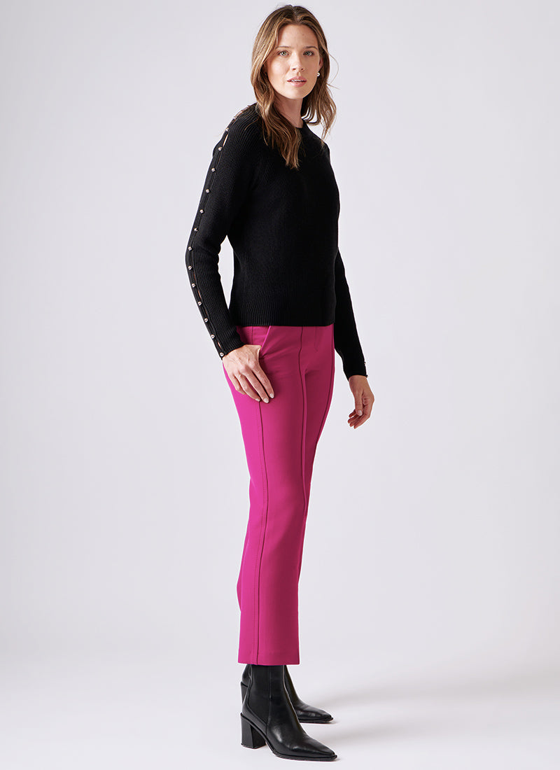 Autumn Cashmere Open Sleeve Ribbed-Knit Sweater