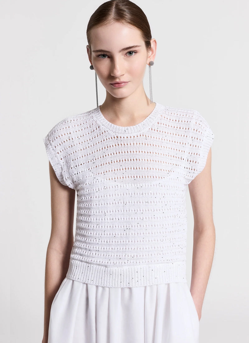 Bi Material Cotton Sequin Dress by Peserico