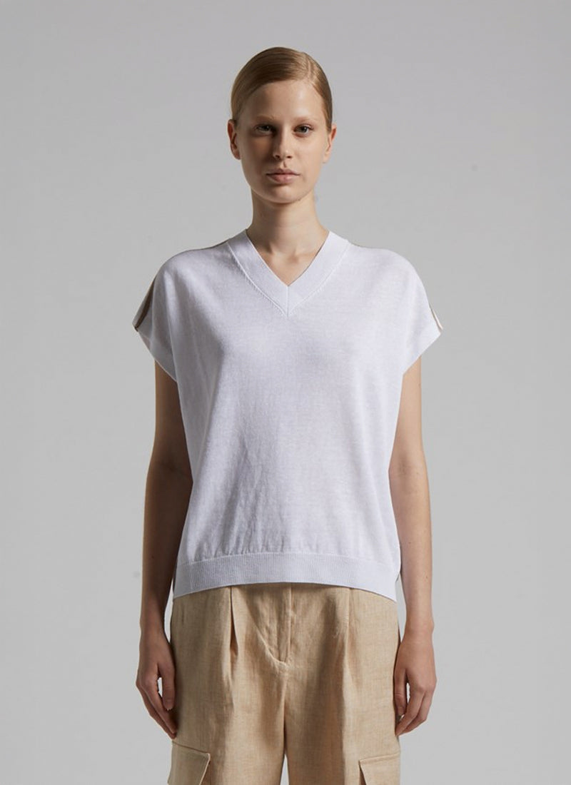 Peserico Cap Sleeve V Neck Sweater