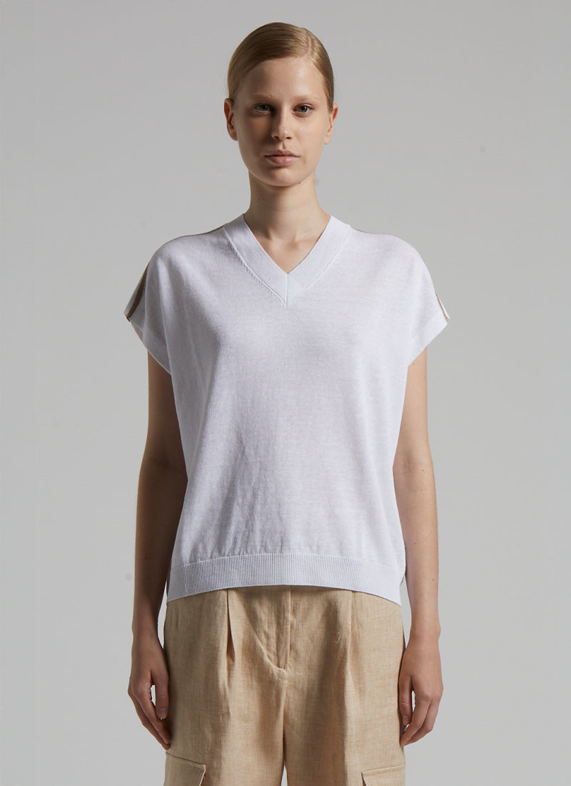 Cap Sleeve V Neck Sweater