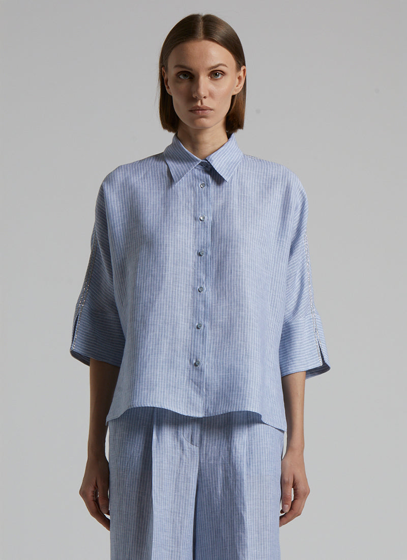 Elbow Linen Stripe Shirt