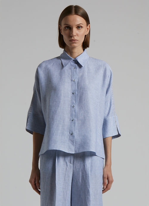 Elbow Linen Stripe Shirt