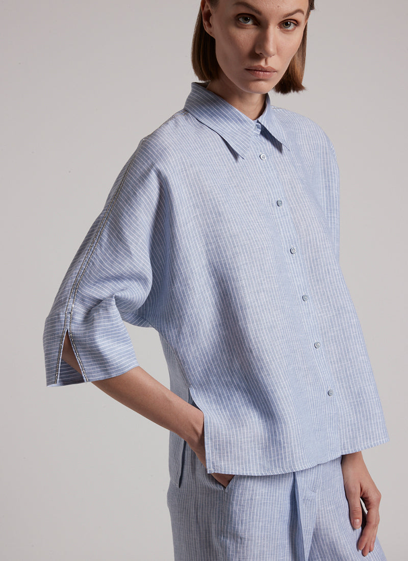 Elbow Linen Stripe Shirt