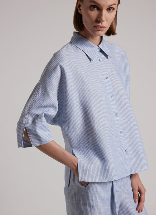 Elbow Linen Stripe Shirt