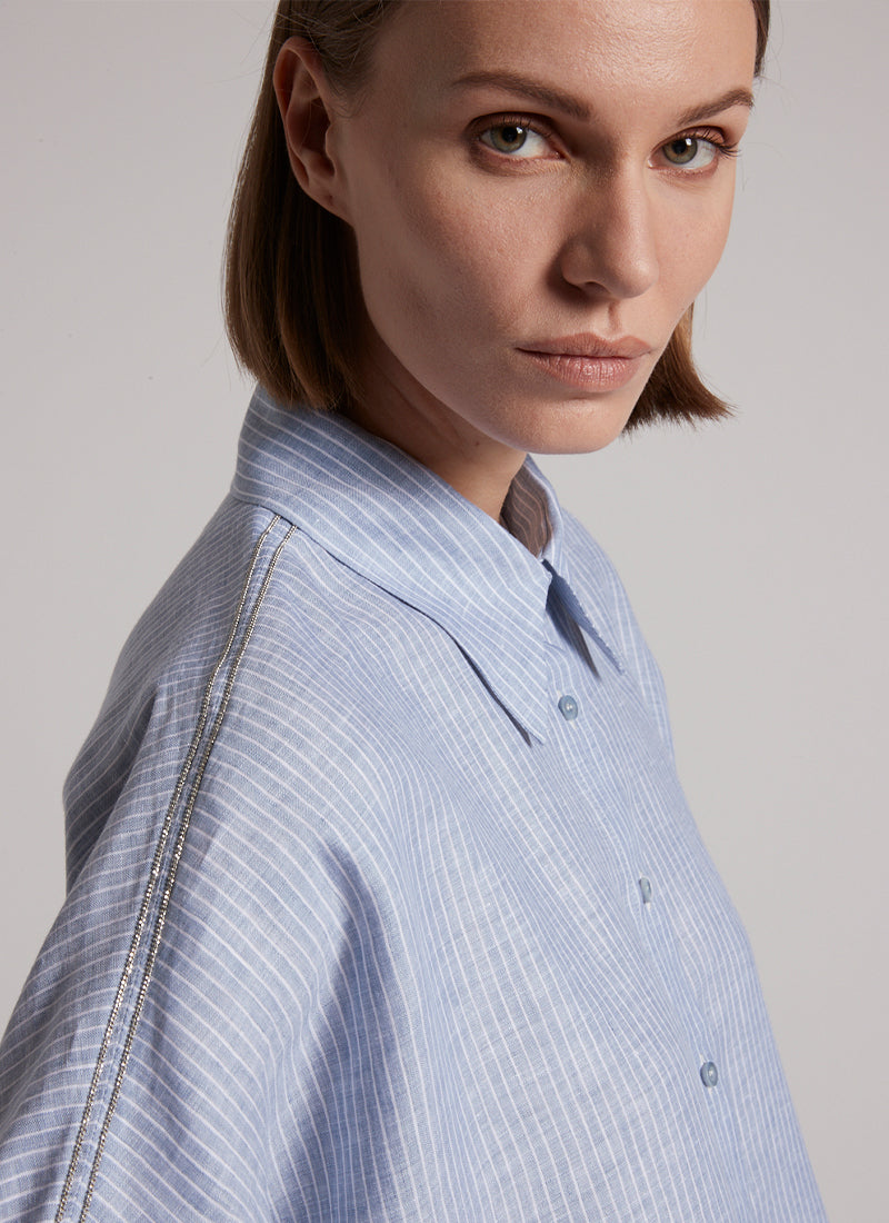 Elbow Linen Stripe Shirt