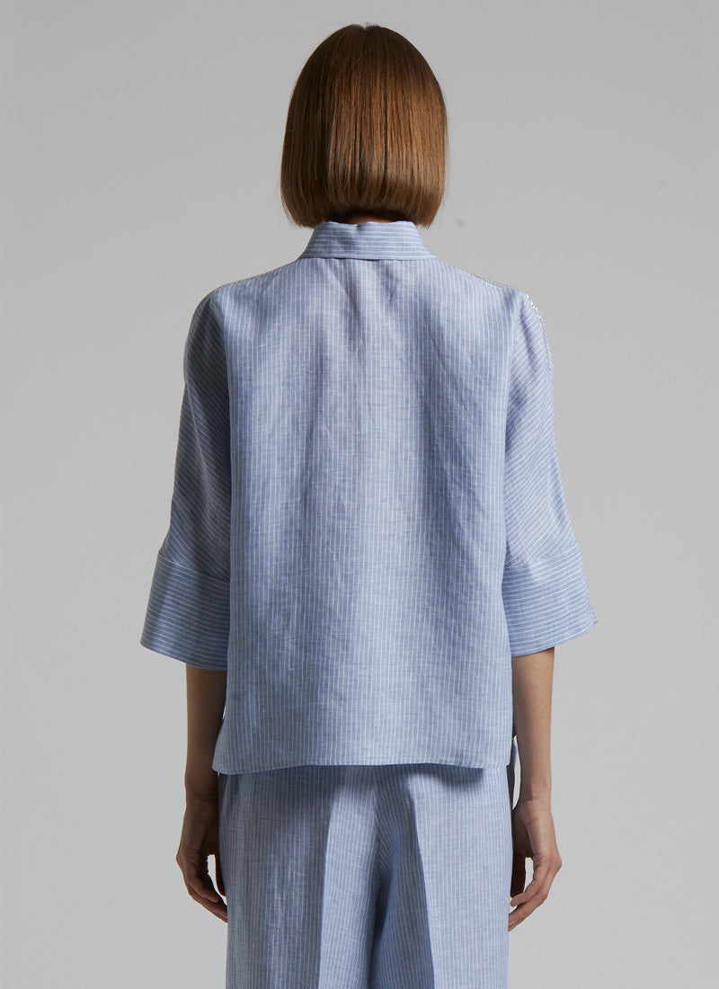 Elbow Linen Stripe Shirt
