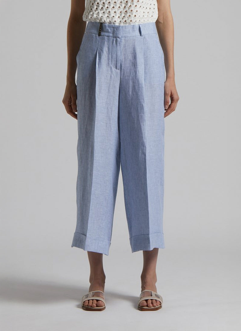 Peserico Linen Striped Trousers