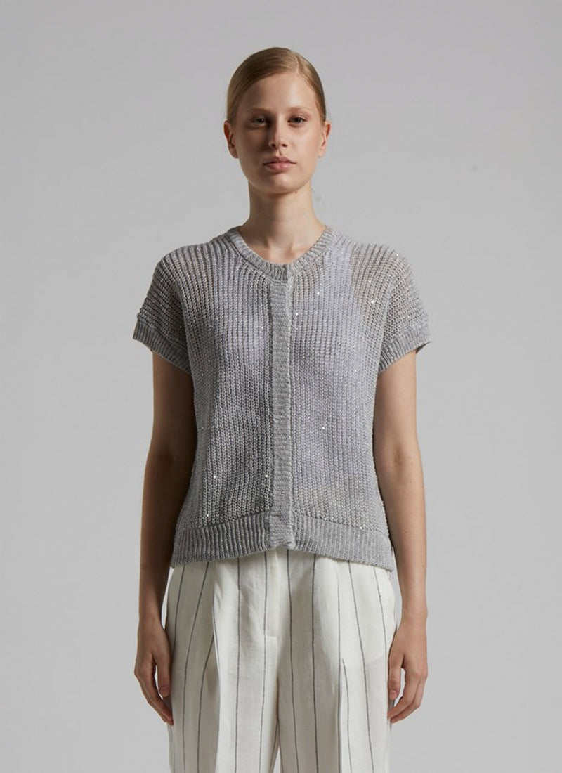 Peserico Short Sleeve Vest With Sequins Sweater