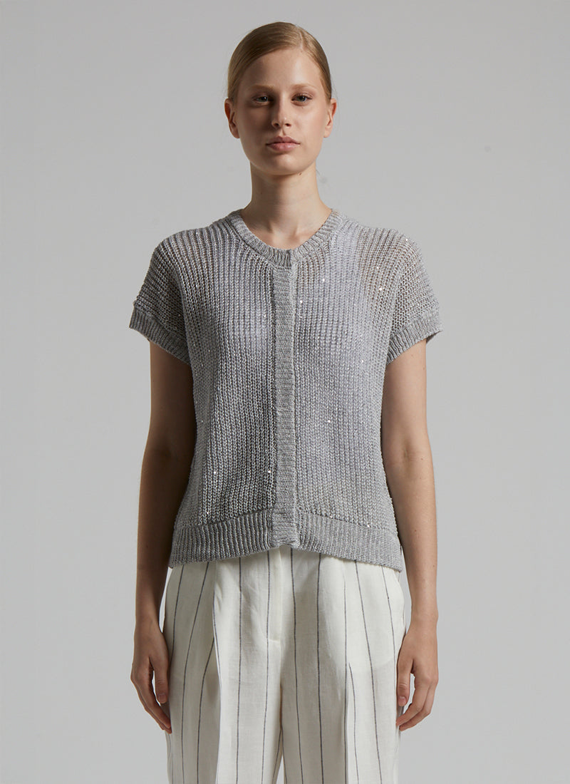 Peserico Short Sleeve Vest With Sequins Sweater