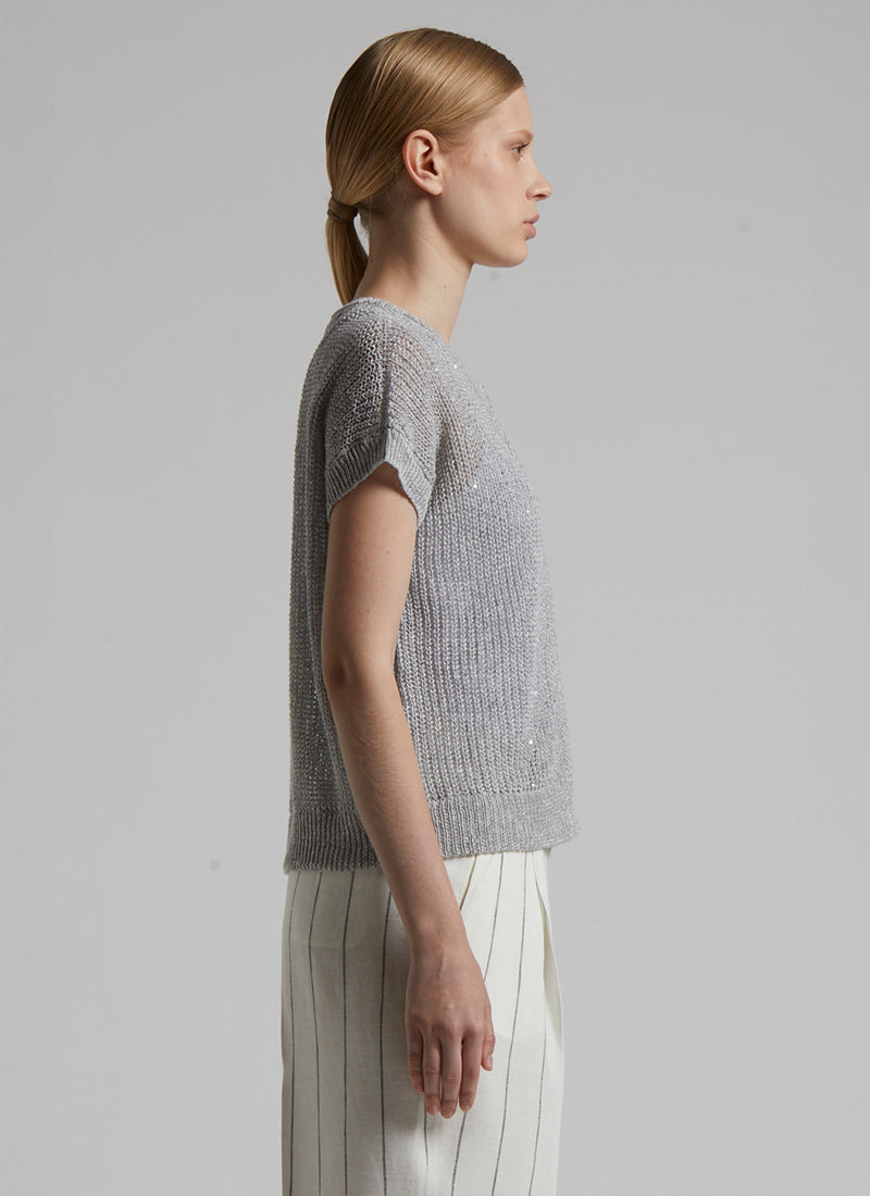 Peserico Short Sleeve Vest With Sequins Sweater
