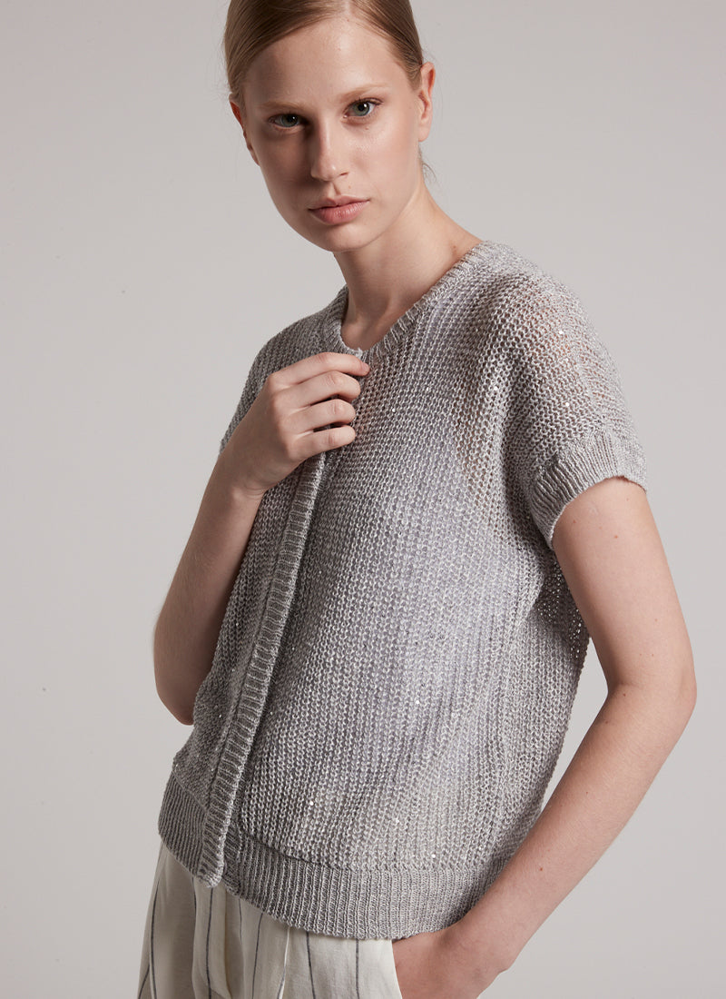 Peserico Short Sleeve Vest With Sequins Sweater
