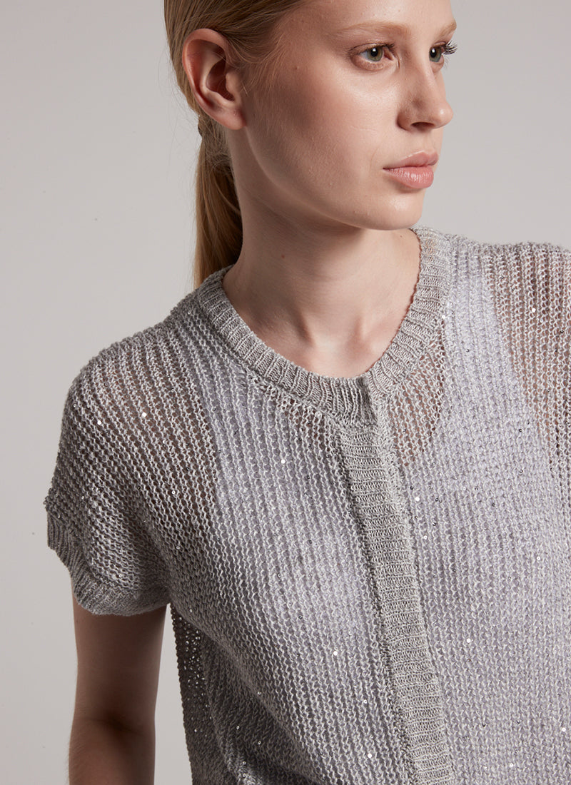 Peserico Short Sleeve Vest With Sequins Sweater