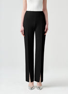 RVN Straight Crepe Front Slit Knit Pants