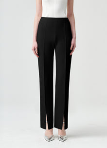 RVN Straight Crepe Front Slit Knit Pants