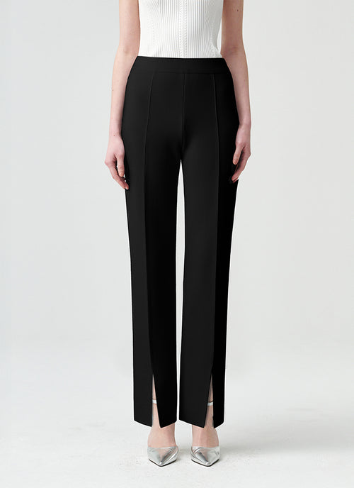 RVN Straight Crepe Front Slit Knit Pants