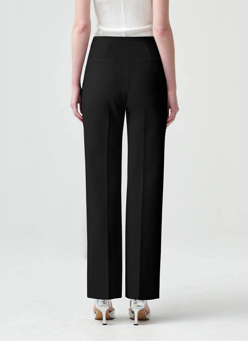 RVN Straight Crepe Front Slit Knit Pants
