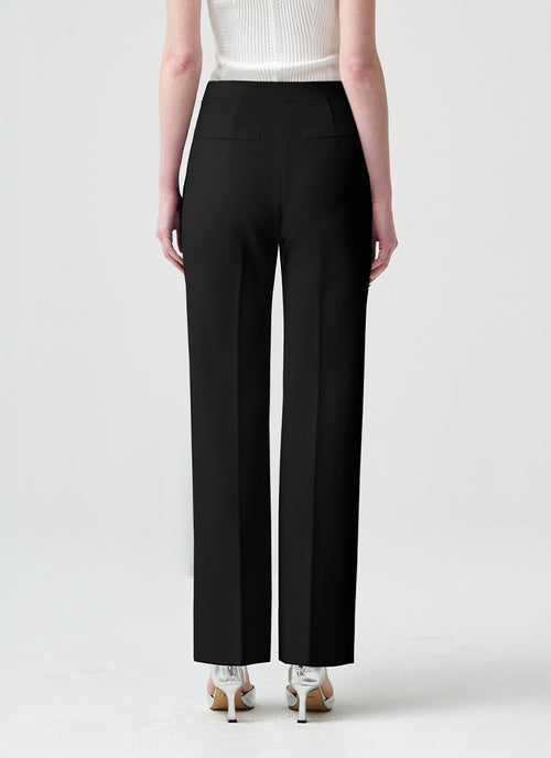 RVN Straight Crepe Front Slit Knit Pants
