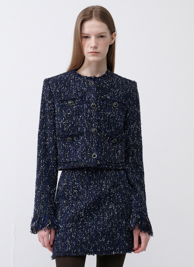  Cropped Tweed Jacket With Fringe by RVN at Andrews 