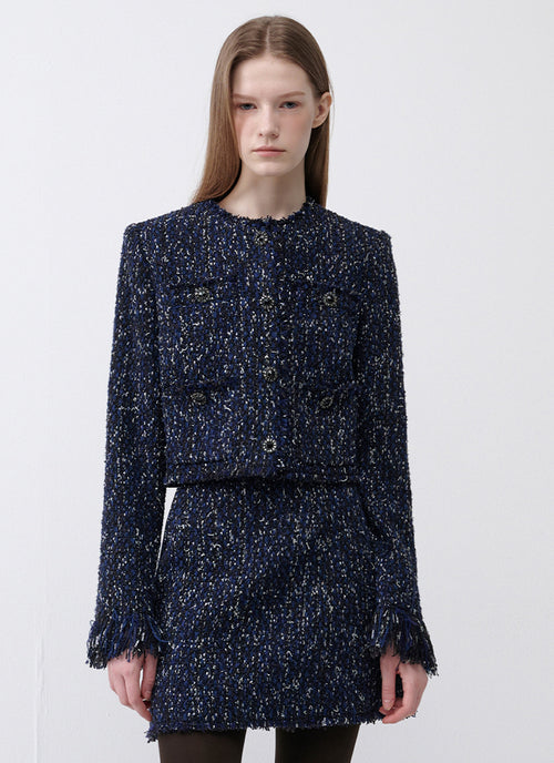  Cropped Tweed Jacket With Fringe by RVN at Andrews 